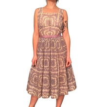Load image into Gallery viewer, 1950s Shirley Lee Purple Floral Fit and Flare Cocktail Dress
