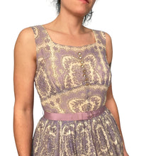 Load image into Gallery viewer, 1950s Shirley Lee Purple Floral Fit and Flare Cocktail Dress
