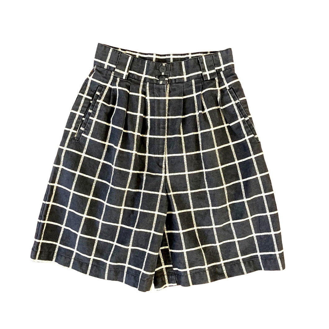 Vintage High Waisted Black and White Checkered Bermuda Shorts