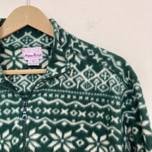 Load image into Gallery viewer, Vintage Alpine Ridge Green Snowflake Fleece Quarter Zip Jacket
