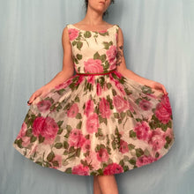 Load image into Gallery viewer, 1950s Floral Fit and Flare Cocktail Dress
