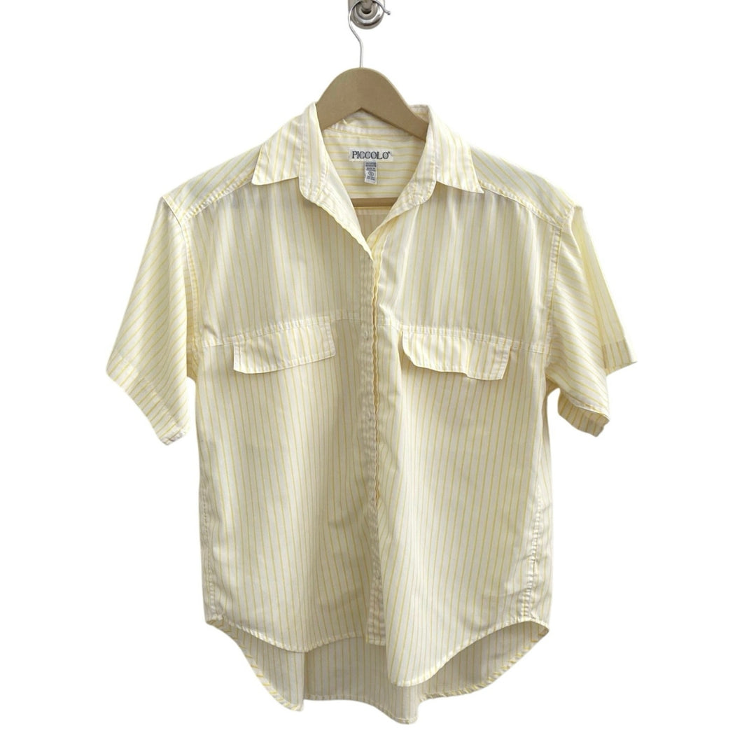 Vintage Piccolo Yellow Pinstripe Button Up Blouse