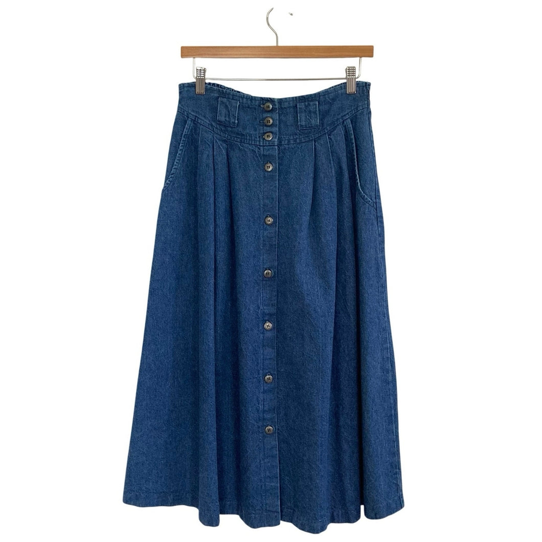 Vintage Button Up Denim Maxi Skirt