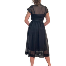 Load image into Gallery viewer, 1960s Vintage Sheer Black Shirtwaist Dress
