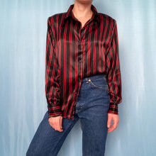 Load image into Gallery viewer, Vintage Black and Red Striped Blouse
