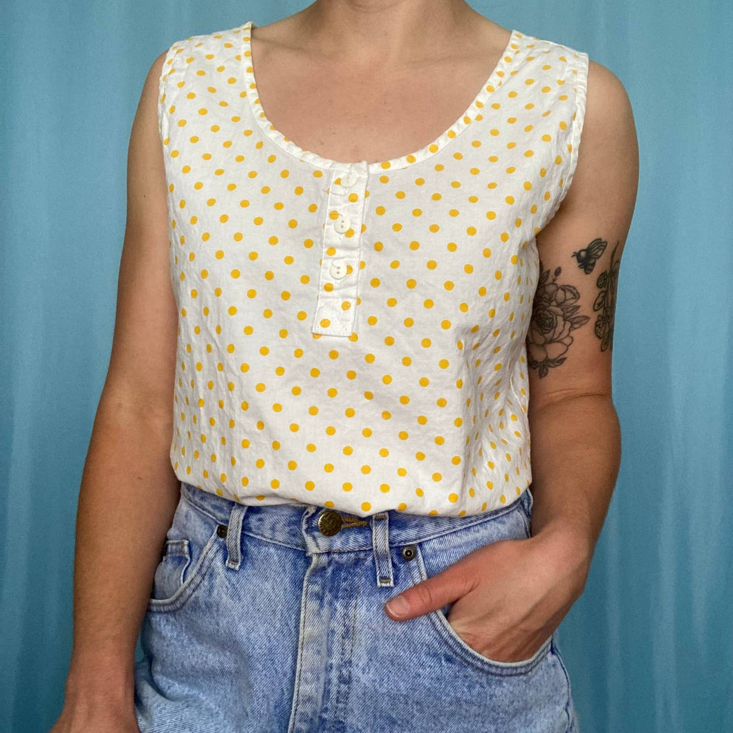 Vintage Yellow Polka Dot Tank Top