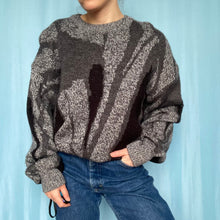 Load image into Gallery viewer, Vintage Gray and Black Abstract Sweater
