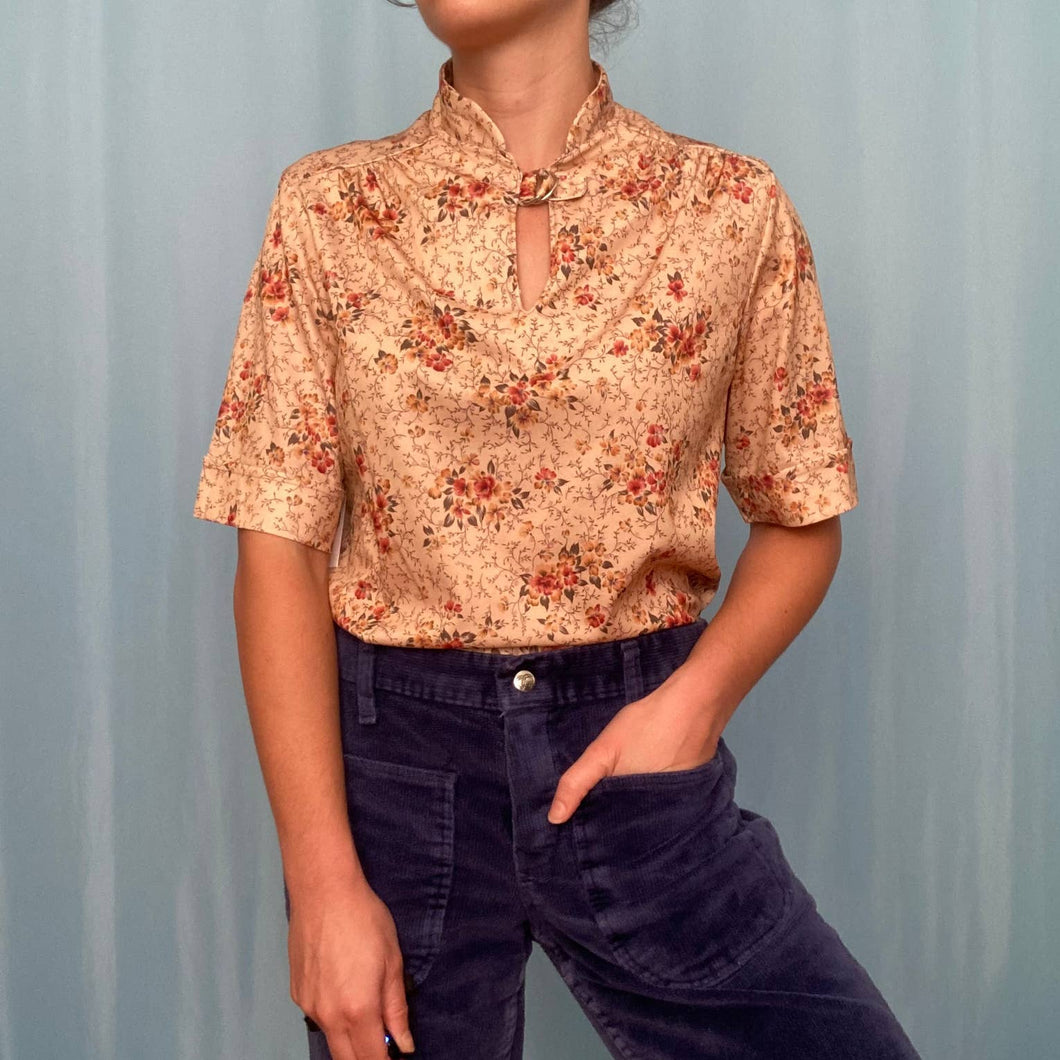 Vintage Floral Keyhole Shirt