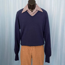 Load image into Gallery viewer, Vintage 1970s Navy V Neck Sweater
