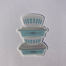 Load image into Gallery viewer, Vintage Blue Pyrex Dishes Sticker - Atomic Print
