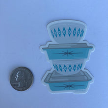 Load image into Gallery viewer, Vintage Blue Pyrex Dishes Sticker - Atomic Print
