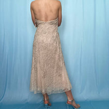 Load image into Gallery viewer, NWT Carmen Marc Valvo Beaded Lace Formal Halter Dress
