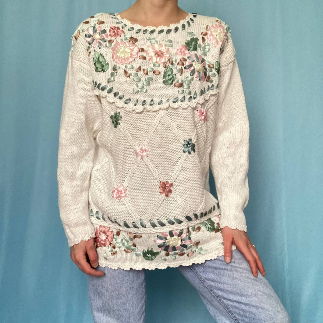 Vintage Cottage Embroidered Sweater